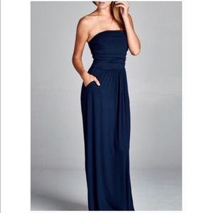 Royal blue strapless boutique dress — Vanilla Bay